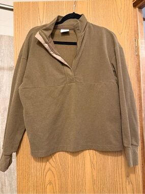 Varley Olive Quarter-Zip Fleece Pullover